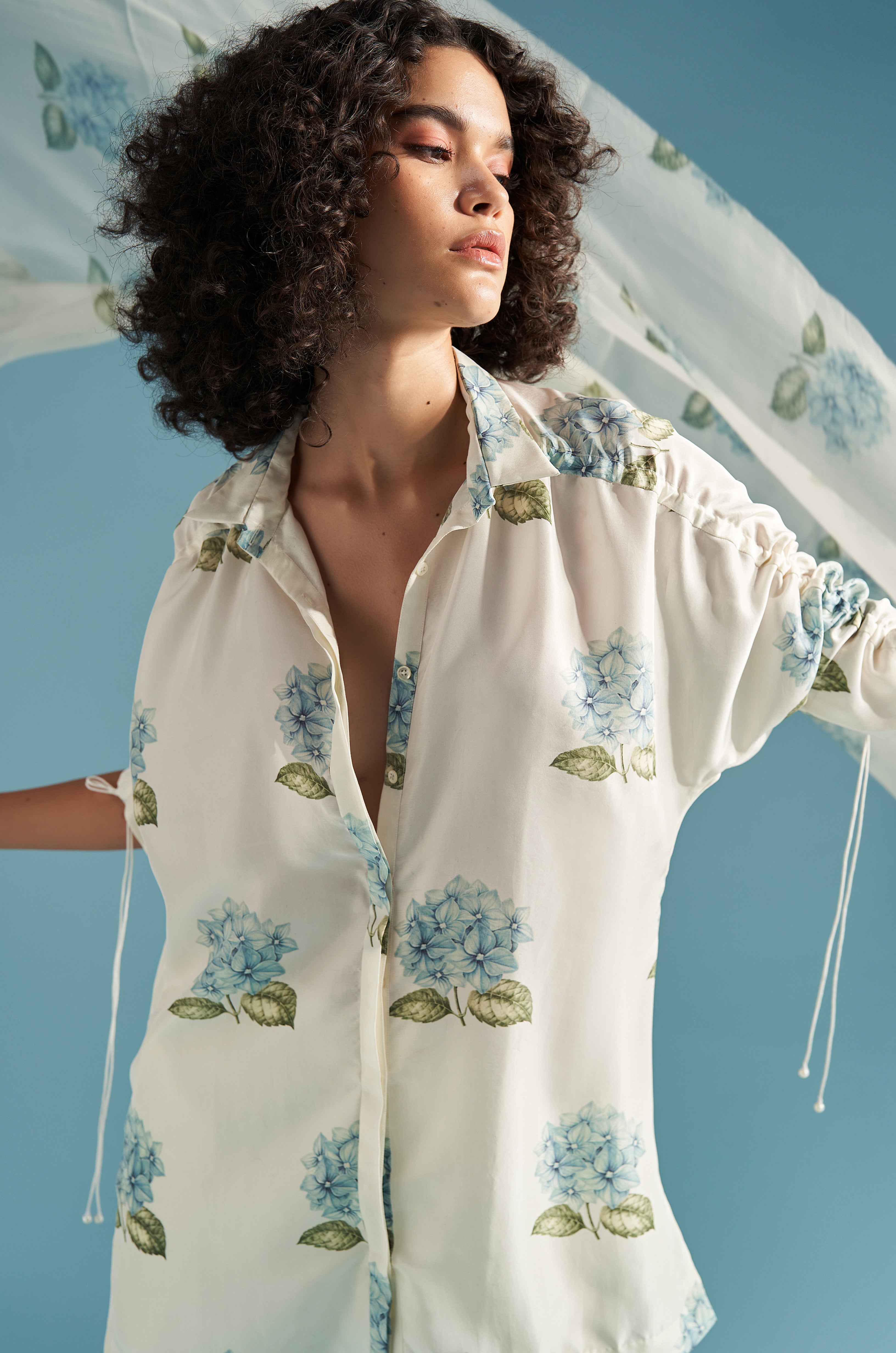 Spree Drawstring Silk Shirt