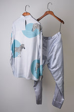 Load image into Gallery viewer, Grey zebra print shirt with solid pants Coordinated set
