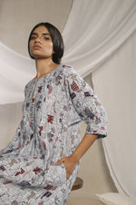 Load image into Gallery viewer, House Print Blue Dress
