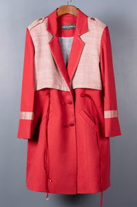 Red long jacket with flaps