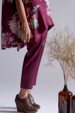 Load image into Gallery viewer, Marsala Watercolour Peonies top with solid pants Coordinated set
