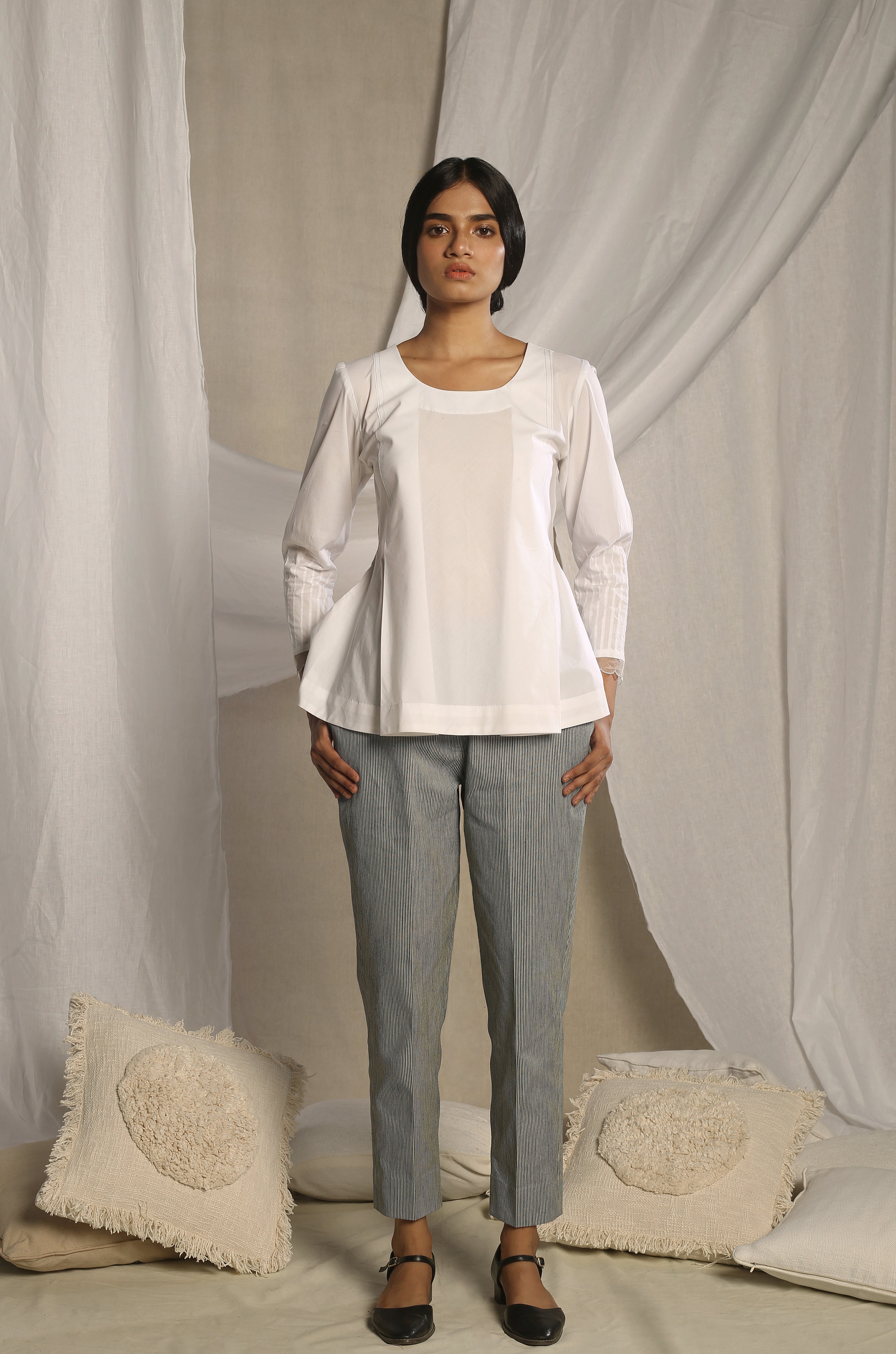 Pleated White Top