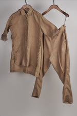 Load image into Gallery viewer, Beige solid embroidered Linen Co-ord Set
