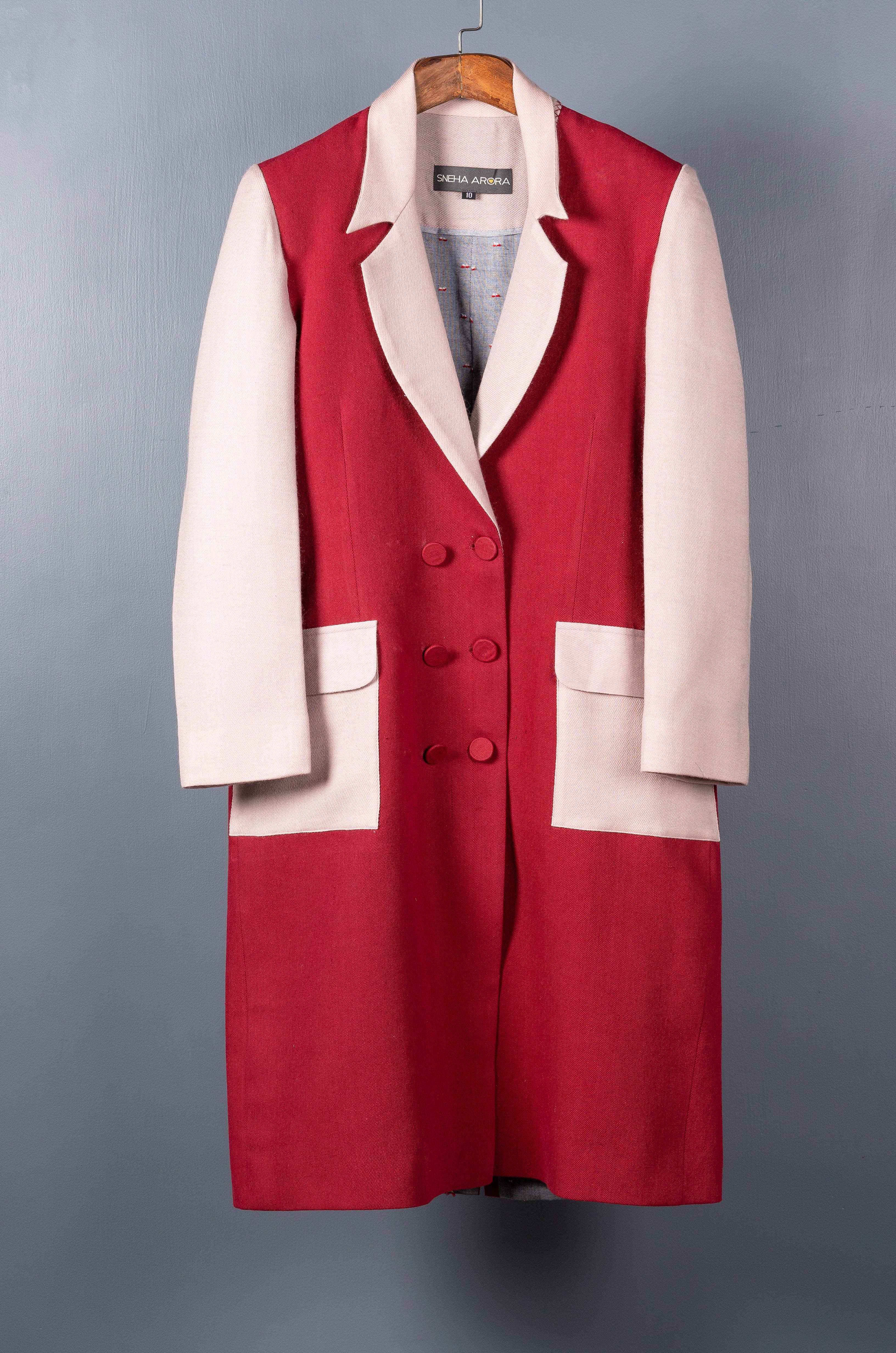 Red Salmon Contrast Trench