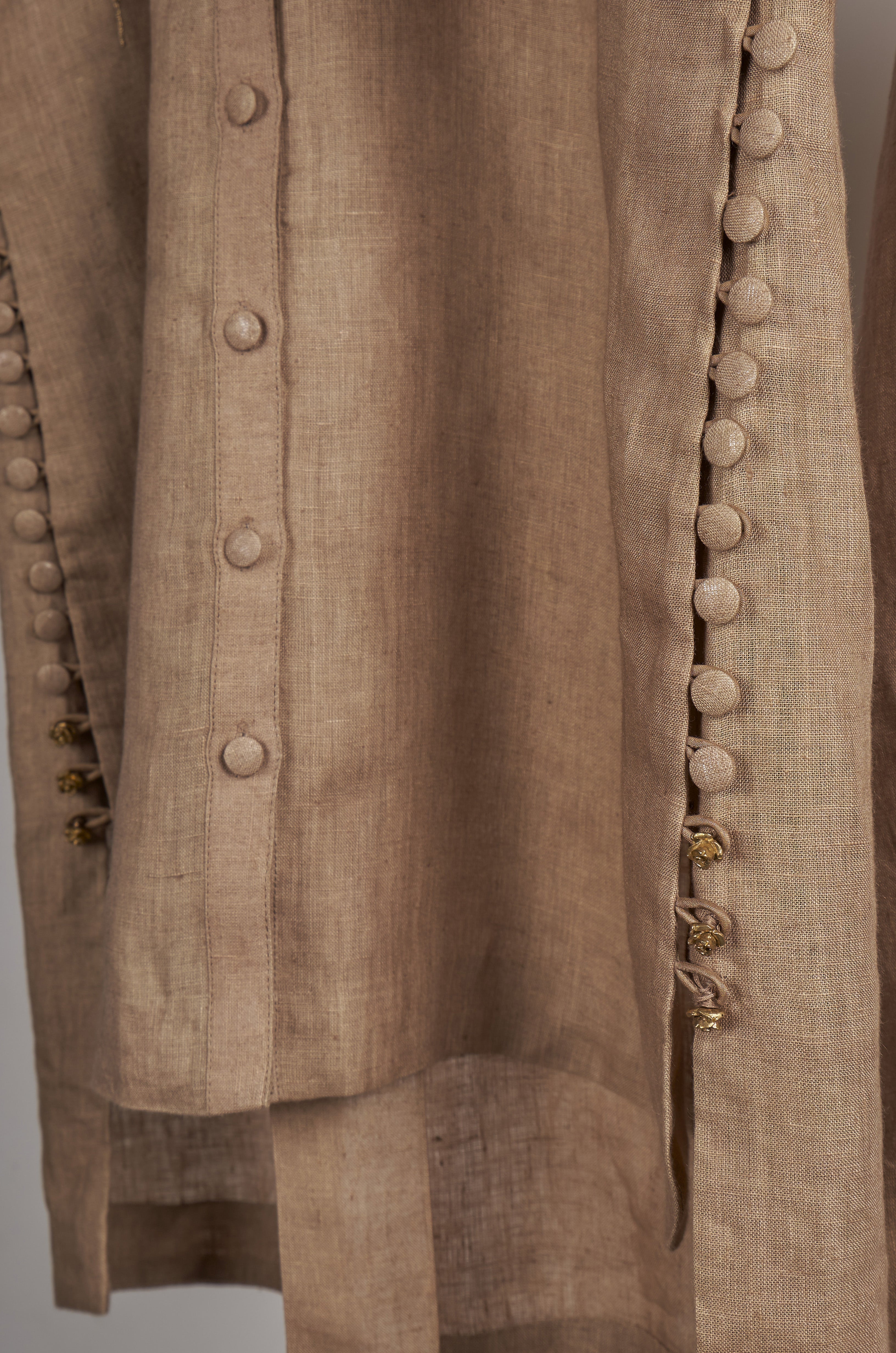Beige solid embroidered Linen Co-ord Set