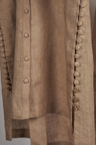 Beige solid embroidered Linen Co-ord Set