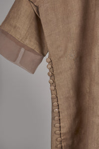 Beige solid embroidered Linen Co-ord Set