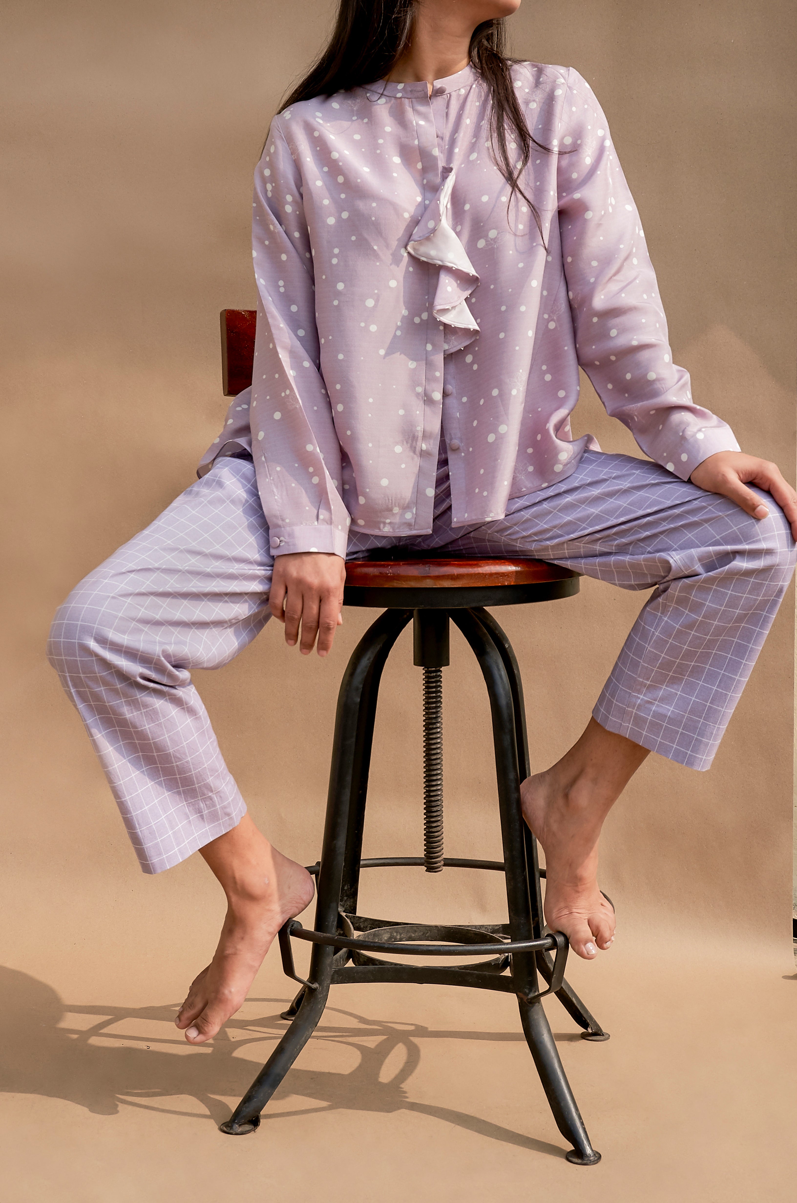 Soft Breath Polka And Checks Co-ord Set