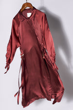 Load image into Gallery viewer, Enchanter marsala Solid silk shirt dress
