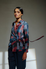 Load image into Gallery viewer, Adorn printed check silk shirt
