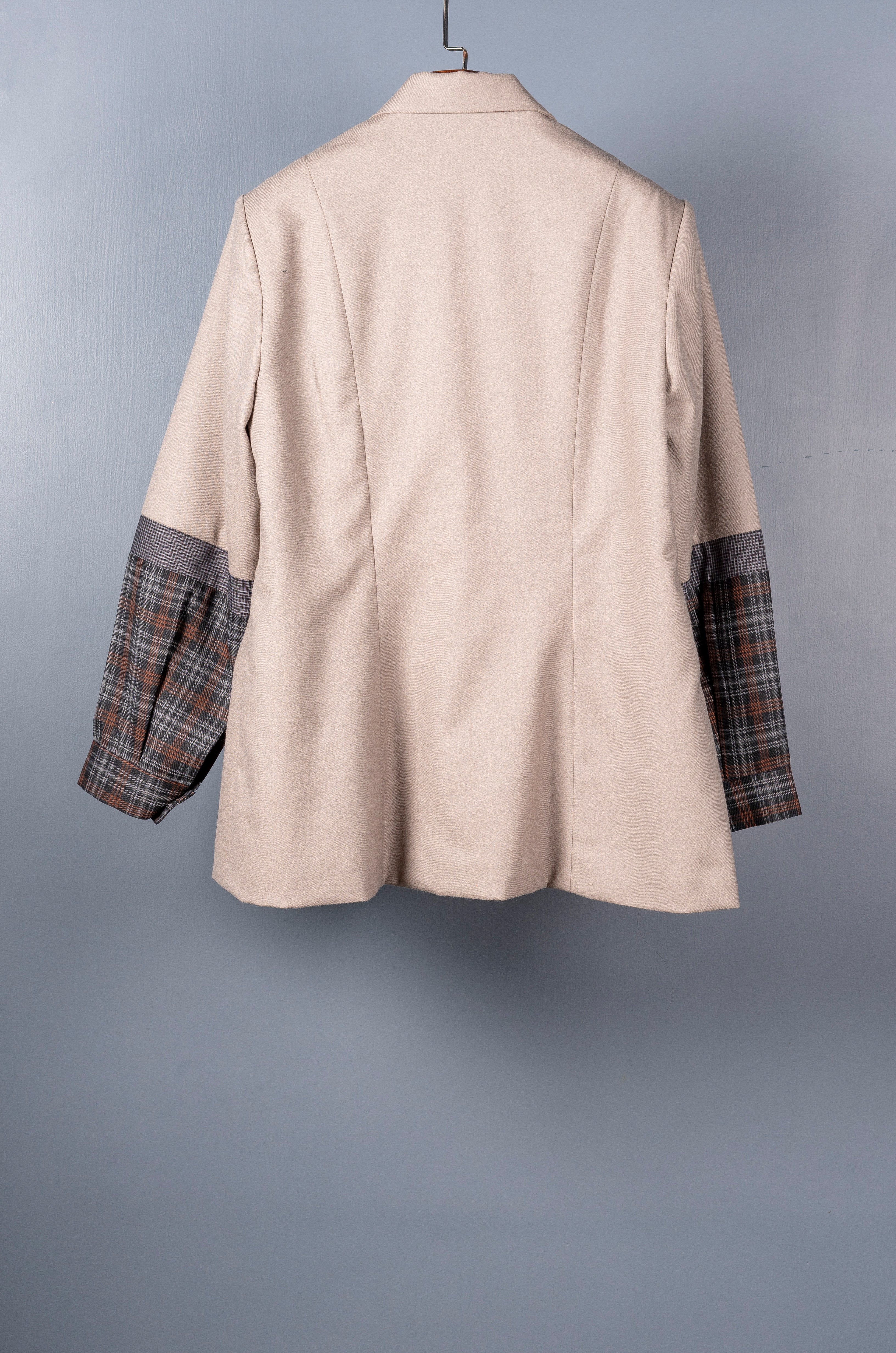 Taupe Checked Panel Jacket