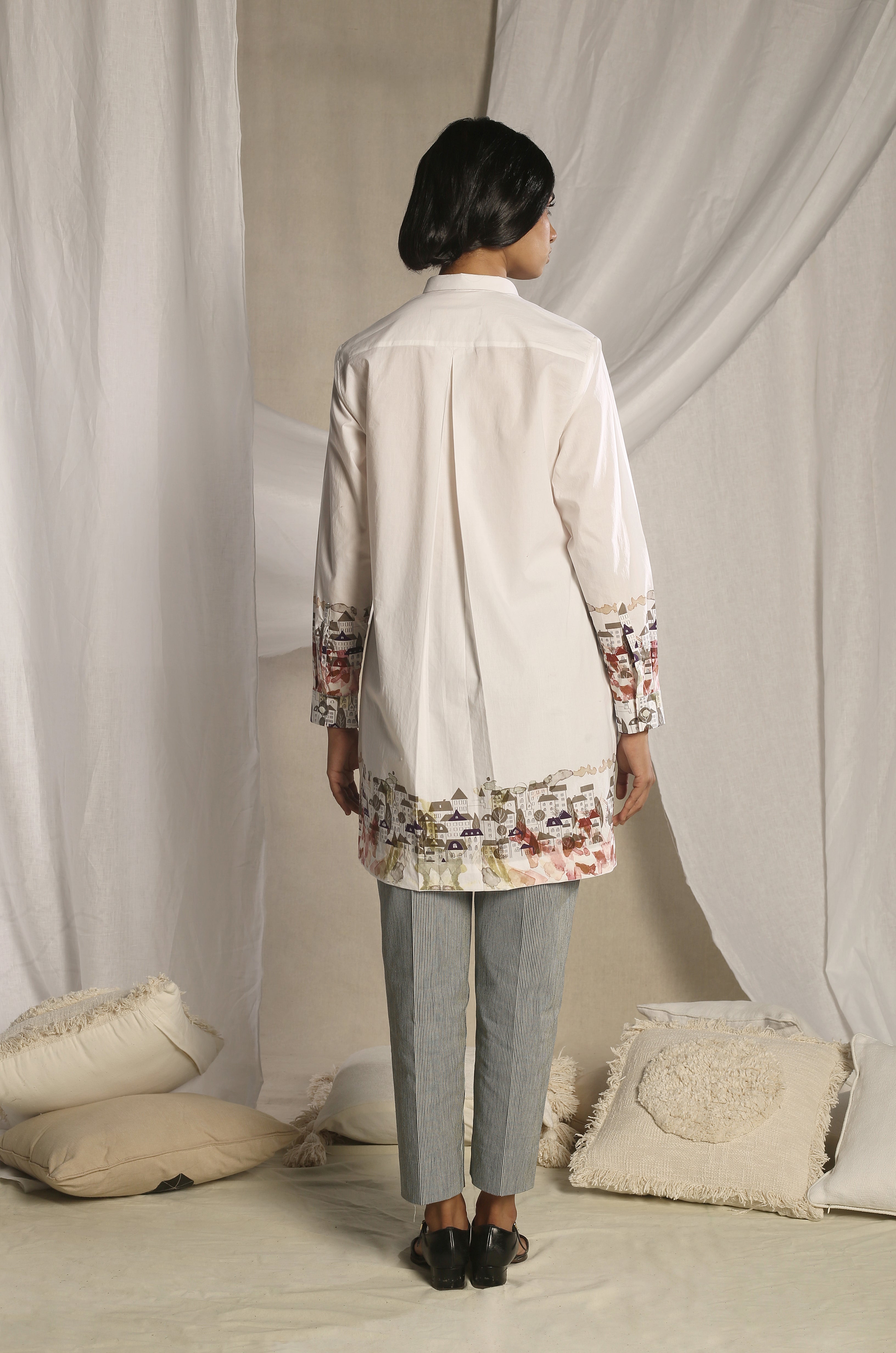 House Print Asymmetric Shirt