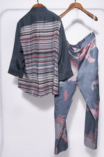 Load image into Gallery viewer, Night shine Solid Shirt withe printed pants set
