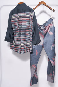 Night shine Solid Shirt withe printed pants set