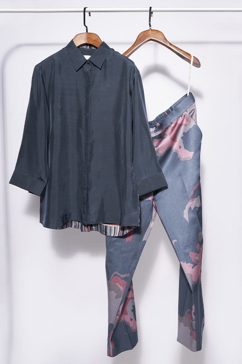 Night shine Solid Shirt withe printed pants set