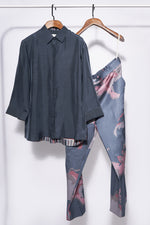 Load image into Gallery viewer, Night shine Solid Shirt withe printed pants set
