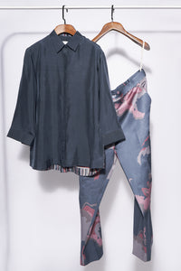 Night shine Solid Shirt withe printed pants set