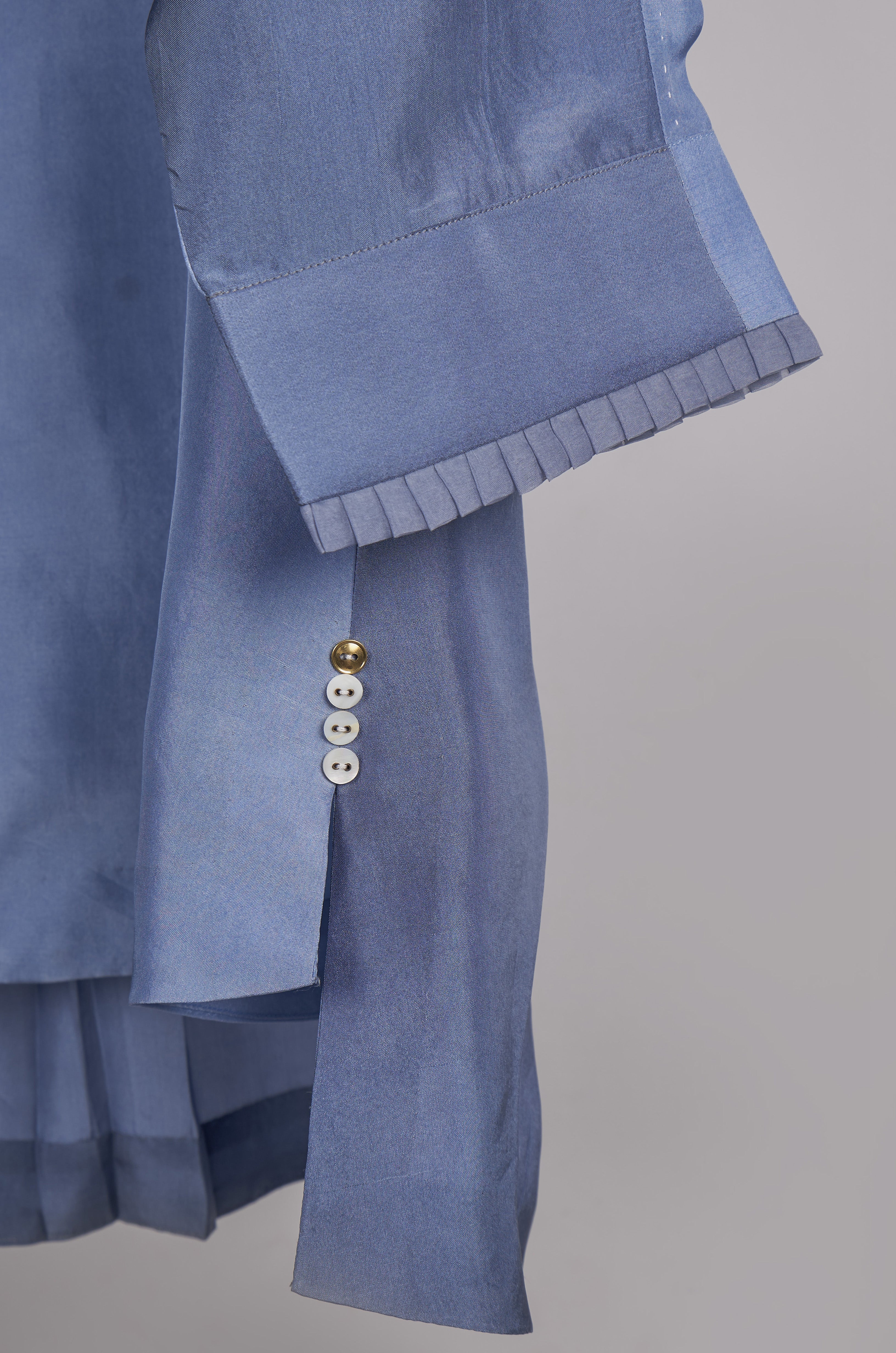 Shades of Blue solid shirt with printed pants Coordinated set