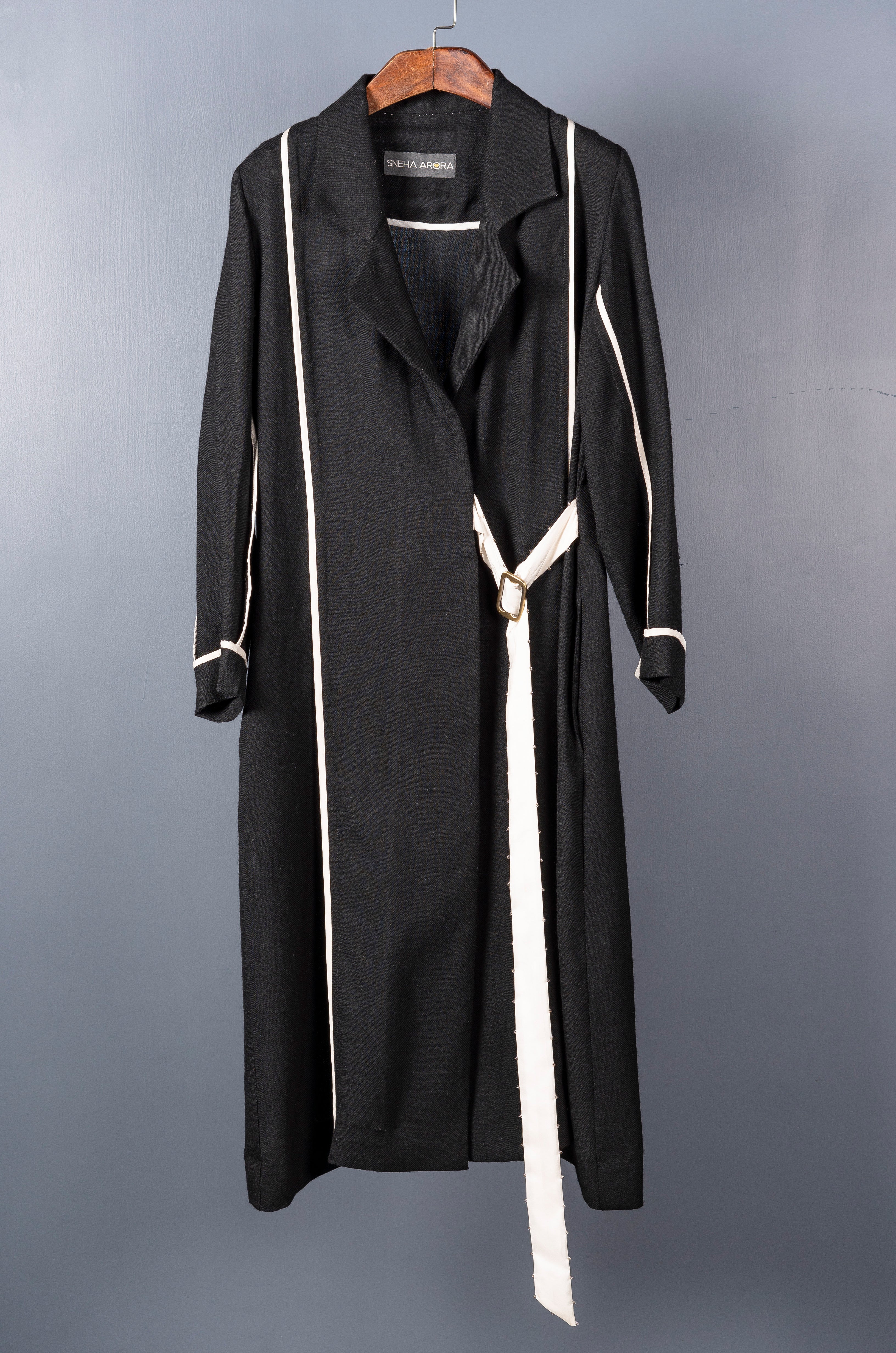 Light Wool Black Overlap Jacket