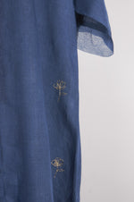 Load image into Gallery viewer, Indigo solid embroidered Linen Co-ord Set
