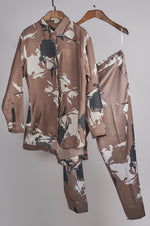Load image into Gallery viewer, Beige printed shirt with printed pants Coordinated set
