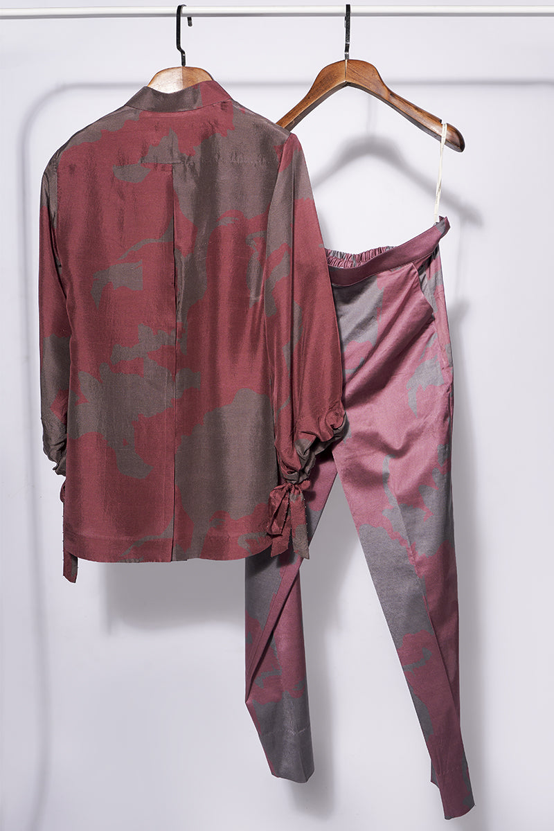 Smudge Marsala printed coord set