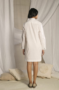 Diagonal Placket Check Shirt Dress