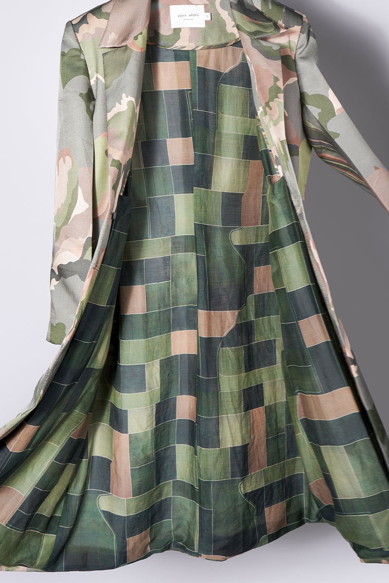 Smoke screen abstract print jacket