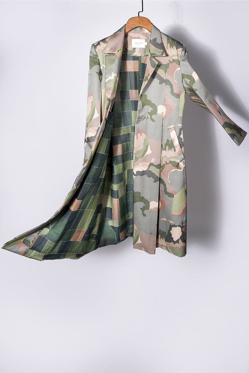 Smoke screen abstract print jacket