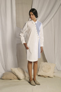 Diagonal Placket Check Shirt Dress