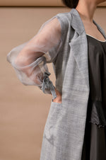 Load image into Gallery viewer, Denim Jacket With Organza Sleeve Detailing
