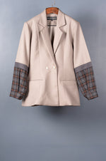 Load image into Gallery viewer, Taupe Checked Panel Jacket
