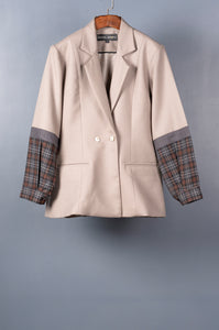 Taupe Checked Panel Jacket