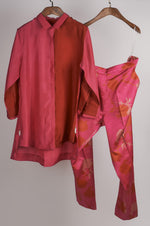 Load image into Gallery viewer, Shades of Pink solid shirt with printed pants Coordinated set
