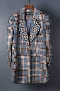Blue tartan checks short jacket