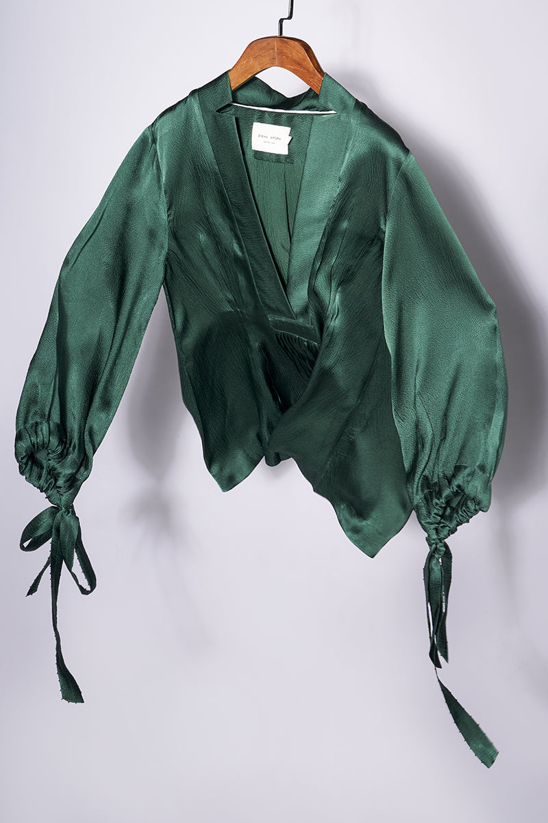 Embellish Jade green silk blouse