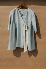 Load image into Gallery viewer, Drizzle Pintucks Overlap Blouse With Tie-up Detail
