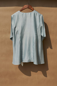 Drizzle Pintucks Overlap Blouse With Tie-up Detail