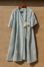 Load image into Gallery viewer, Drizzle Pintucks Overlap Dress With Tie-up Details
