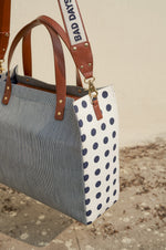 Load image into Gallery viewer, No Bad Days striper and polka tote
