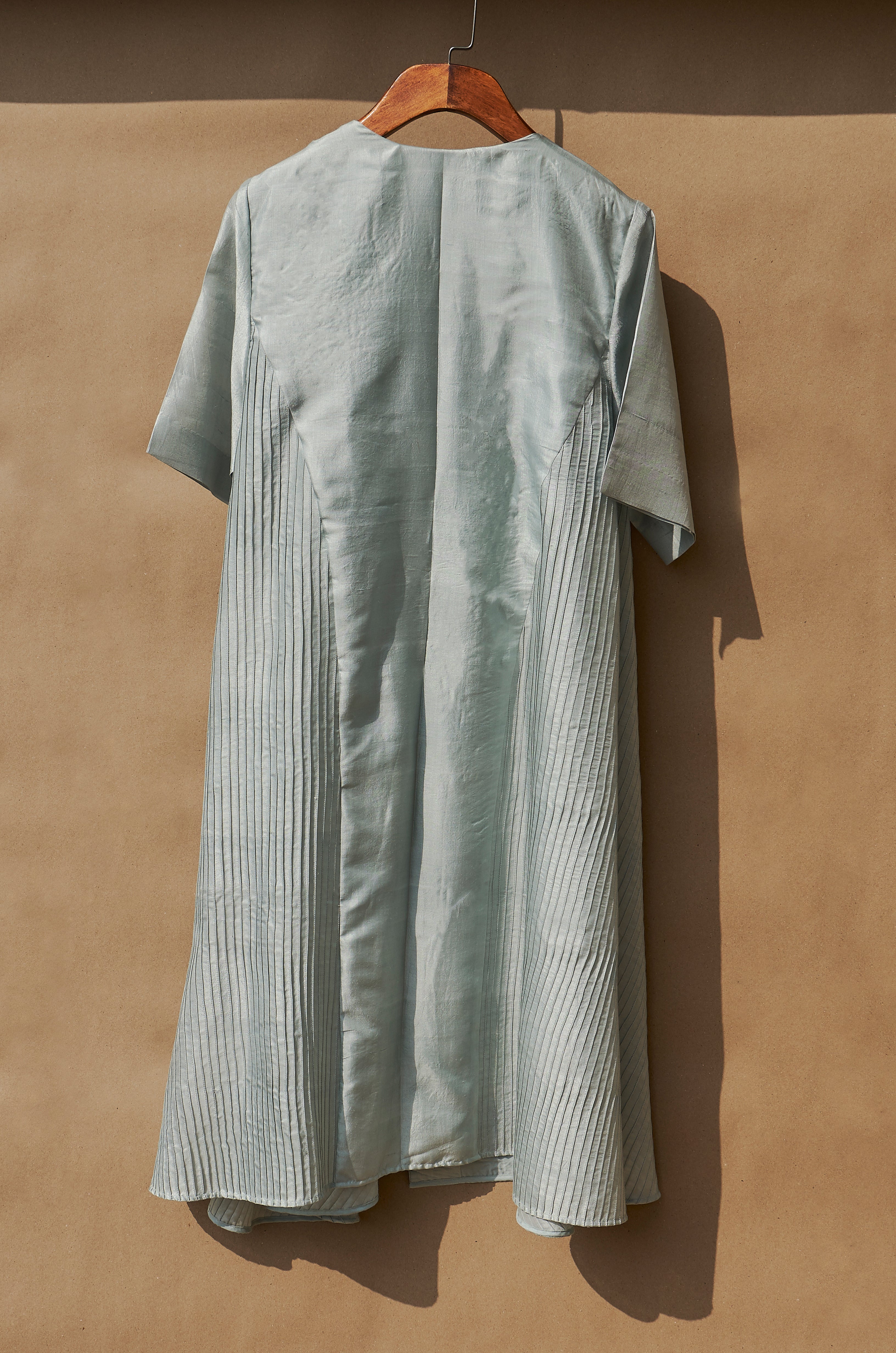 Drizzle Pintucks Overlap Dress With Tie-up Details