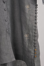 Load image into Gallery viewer, Grey solid embroidered Linen Co-ord Set
