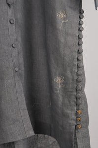 Grey solid embroidered Linen Co-ord Set