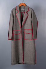 Load image into Gallery viewer, Grey Red Checkered Trench

