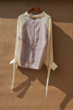 Load image into Gallery viewer, Soft Breath Polka Wool Combination Raglan Blouse
