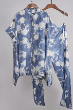 Load image into Gallery viewer, Blue floral printed top with printed pants Coordinated set
