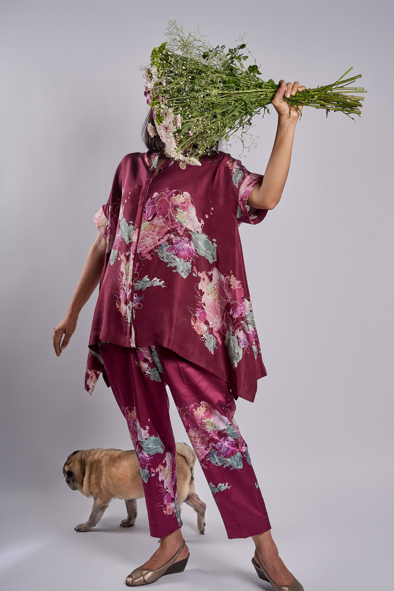 Marsala Watercolour Peonies Coordinated set