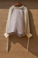 Load image into Gallery viewer, Soft Breath Polka Wool Combination Raglan Blouse
