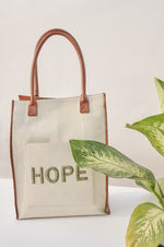 Load image into Gallery viewer, Hope hand embroidered canvas tote
