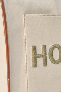 Hope hand embroidered canvas tote
